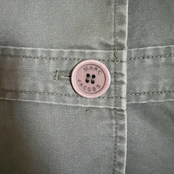 Marc Jacobs Womens Utility Jacket Button Front Sz 2 Green Long Slv Cotton - Picture 4 of 6